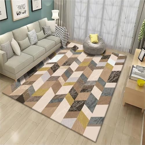 RUGMRZ Waschbare TeppicheKinderteppich Junge Designer Teppich Wohnzimmer 60x90CM Kleiner BraunBlauer moderner geometrischer Teppich. teppiche & matten von RUGMRZ
