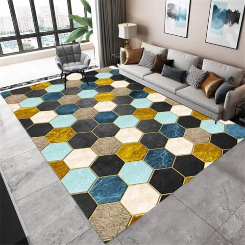 RUGMRZ Waschbare TeppicheTeppich Flur Läufer Teppich Bett 50x80CM Schlafzimmer Teppiche FarbeBlau, Gold, Schwarz. Zimmers Teppichboden von RUGMRZ