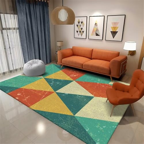 RUGMRZ Waschbare TeppicheTeppiche Für Schlafzimmer lã¤Ufer 60x90CM Teppich läufer GelbOrange Blauer geometrischer sitzecke küche von RUGMRZ
