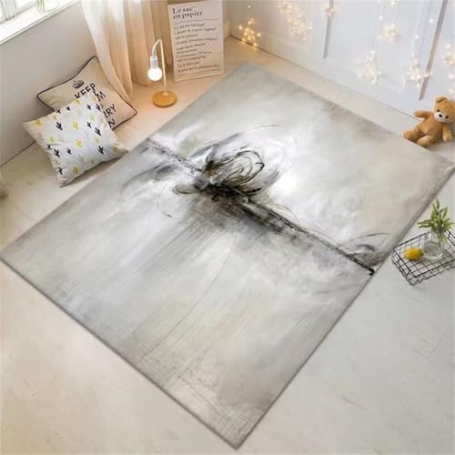 RUGMRZ Waschbare TeppicheWaschbare Teppich Bettumrandung 60x90CM Designer Teppiche GrauAbstrakter Wasserfarben-Teppich Für Draußen von RUGMRZ