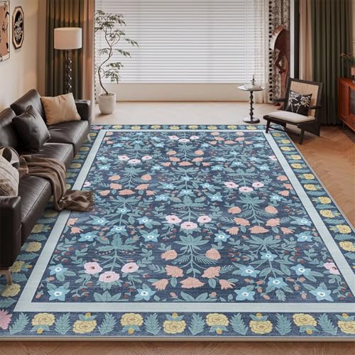 RUGMRZ Waschbare Vorleger Teppich Bleu 60x120CM, Fußabstreifer Floriculture Moderne for Couchtisch Oval Schlafzimmer Zubehör Wohnaccessoires von RUGMRZ