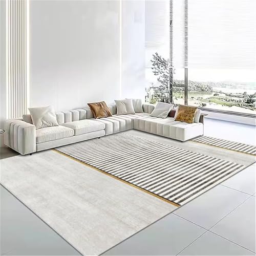 RUGMRZ Waschbare Wohnzimmerteppich Grau 60x120cm, Vintage Fußabstreifer Moderne Streifenmuster Werden in Wohn- und Büros verwendet von RUGMRZ
