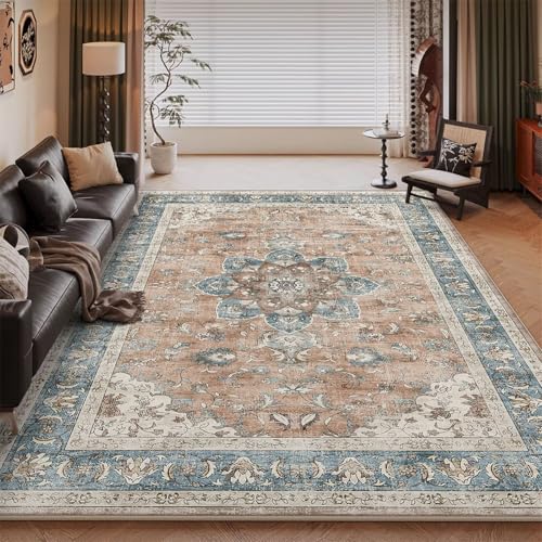 RUGMRZ Waschbarer Area Rugs Bleu 50x80CM, Mini Floral rétro for Jugendzimmer Mädchen Deko Schlafzimmer Aesthetic Kinderzimmer Junge von RUGMRZ