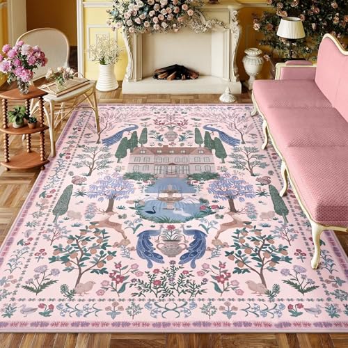 RUGMRZ Waschbarer Balkonteppich 120x160cm,Rosa,Pflanzenmuster für Couchtisch,Kinderzimmer,Bettumrandung RUGMRZ Waschbarer Balkonteppich 120x160cm,Rosa,Pflanzenmuster für Couchtisch,Kinderzimmer,Bettumrandung von RUGMRZ