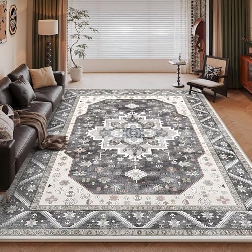 RUGMRZ Waschbarer Esstisch Teppich 50x80cm,Grau Schmutzfangmatte,Traditioneller Klassiker für Innen,Terrasse,Eingangsbereich von RUGMRZ