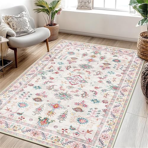 RUGMRZ Waschbarer Fussmatte Innen Rose 50x80CM, Fussabtreter Flore Moderne for Terrasse Schreibtischstuhl Glastisch von RUGMRZ