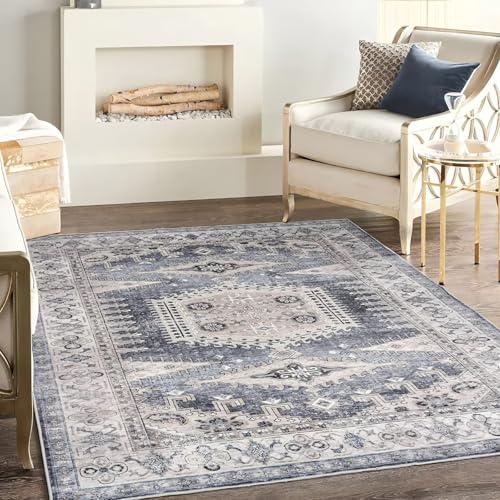 RUGMRZ Waschbarer Rutschfester Teppich 80x120cm,Blau Schmutzfangmatte Innen,Retro-Design für Esszimmer,Haustür,Schlafzimmer RUGMRZ Waschbarer Rutschfester Teppich 80x120cm,Blau Schmutzfangmatte Innen,Retro-Design für Esszimmer,Haustür,Schlafzimmer von RUGMRZ