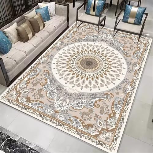 RUGMRZ Waschbarer Schlafzimmer Teppich Gris 50x80CM, Fußmatte Flore rétro for Ankleidezimmer Wohnzimmer Terrasse von RUGMRZ