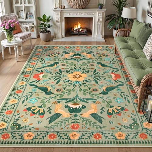 RUGMRZ Waschbarer Teppich Esstisch 180x250cm,Grün Teppich Gross,Pflanzenmuster für Büro,Wohnungs,Vorzimmer RUGMRZ Waschbarer Teppich Esstisch 180x250cm,Grün Teppich Gross,Pflanzenmuster für Büro,Wohnungs,Vorzimmer von RUGMRZ