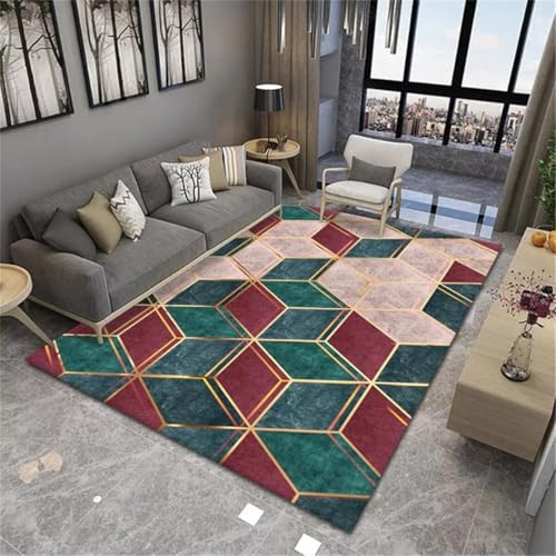 RUGMRZ Waschbarer Teppich Schlafzimmer Rot, grün 50x80cm, Weicher Fußmatte Moderne geometrische Muster Werden im Wohnzimmer, Esszimmer und Flur verwendet RUGMRZ Waschbarer Teppich Schlafzimmer Rot, grün 50x80cm, Weicher Fußmatte Moderne geometrische Muster Werden im Wohnzimmer, Esszimmer und Flur verwendet von RUGMRZ