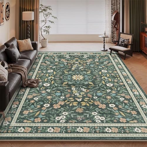 RUGMRZ Waschbarer Teppich Teenager Mädchen Vert 50x80CM, Fussmatten Flore Moderne for Schreibtischstuhl Mädchen Korridor von RUGMRZ