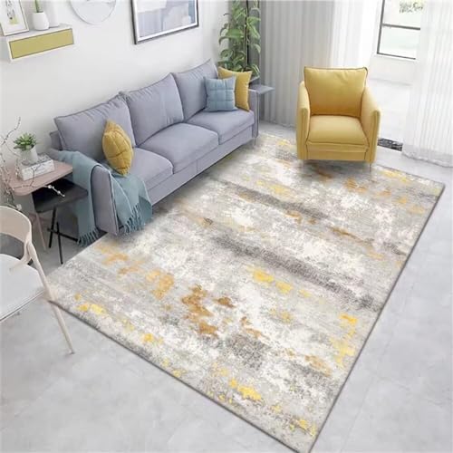 RUGMRZ Waschbarer Teppich Teppich Mädchen Kann für viele Jahre verwendet Werden Grau gelb Sofa Teppich Schlafzimmer Teppich Langlebig Dekoration Schlafzimmer Wohnzimmer 60 x 90 cm von RUGMRZ