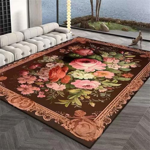RUGMRZ Waschbarer Teppich Wohnzimmer 130X190Cm Vorraum 11 Rosa Licht Luxus Schlafzimmer Blumen Am Bett Haushalt Modern Design Groß von RUGMRZ