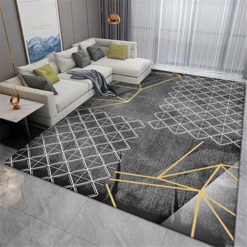 RUGMRZ Waschbarer Teppich Wohnzimmer 180X180Cm Waschbare Teppiche In Waschmaschine 11 Schwarz Leichtes Luxus Einfaches Schlafzimmer Groß Vorzimmer von RUGMRZ