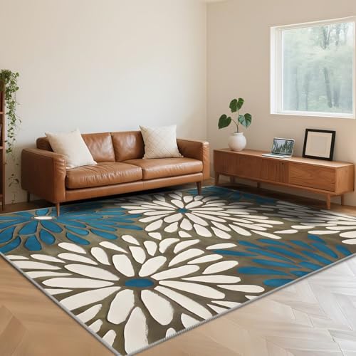 RUGMRZ Waschbarer Teppich Wohnzimmer 70X140cm,Blumenmuster Antirutsch Kurzflor Kuschelig Weich für Kindermädchen,Vorzimmer,Esstisch RUGMRZ Waschbarer Teppich Wohnzimmer 70X140cm,Blumenmuster Antirutsch Kurzflor Kuschelig Weich für Kindermädchen,Vorzimmer,Esstisch von RUGMRZ