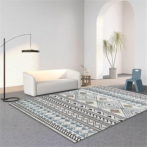 RUGMRZ Waschbarer TeppichTeppich Motiv Kinder Teppiche Jungs 90x150CM schmutzfangmatte waschbar blauGrauer schwarzer geometrischer Teppich Auslegware von RUGMRZ