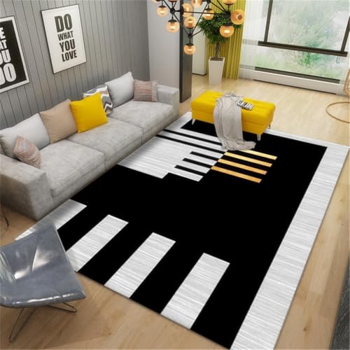 RUGMRZ Wash and Dry Teppich Geometrische Form Einfaches Wohnzimmer Weiß Kurzflor Schwarz Designer Terassenteppich 200X300CM RUGMRZ Wash and Dry Teppich Geometrische Form Einfaches Wohnzimmer Weiß Kurzflor Schwarz Designer Terassenteppich 200X300CM von RUGMRZ