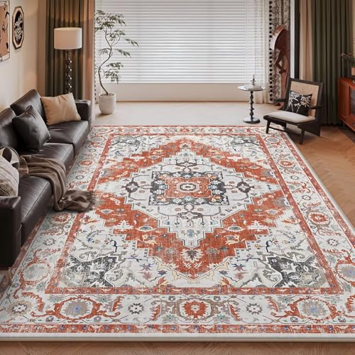 RUGMRZ Weich Teppich Wohnzimmer Kurzflor 60x90cm,Rot Fußmatte,Klassischer Vintage für Wohnzimmer,Haustür,Küche RUGMRZ Weich Teppich Wohnzimmer Kurzflor 60x90cm,Rot Fußmatte,Klassischer Vintage für Wohnzimmer,Haustür,Küche von RUGMRZ
