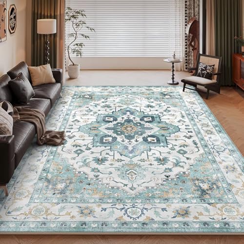 RUGMRZ Weich Teppich Wohnzimmer Vintage 200x300cm,Hellblau Großer Teppich,Geometrische Blumen für Wohnzimmer,Terrasse,Esszimmer RUGMRZ Weich Teppich Wohnzimmer Vintage 200x300cm,Hellblau Großer Teppich,Geometrische Blumen für Wohnzimmer,Terrasse,Esszimmer von RUGMRZ