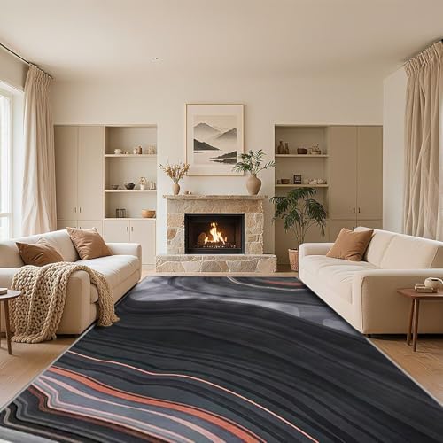 RUGMRZ Weich Teppiche Wohnzimmer Schwarz 180x220cm,Moderne Geometrie Antirutsch für Kinderzimmer,Terrasse,Küche RUGMRZ Weich Teppiche Wohnzimmer Schwarz 180x220cm,Moderne Geometrie Antirutsch für Kinderzimmer,Terrasse,Küche von RUGMRZ