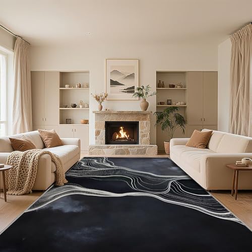 RUGMRZ Weich Teppiche Wohnzimmer Schwarz 60x100cm,Moderne Geometrie Pflegeleicht für Kinderzimmer,Terrasse,Küche RUGMRZ Weich Teppiche Wohnzimmer Schwarz 60x100cm,Moderne Geometrie Pflegeleicht für Kinderzimmer,Terrasse,Küche von RUGMRZ