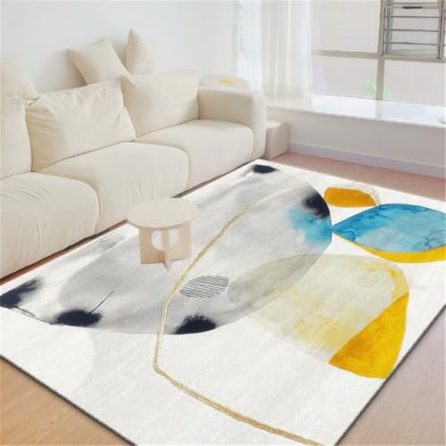 RUGMRZ Wohnen Deko 140X200Cm Teppich Kinderzimmer Mädchen Rund Grau Mädchenzimmer Wohnzimmercouch Bad Teppichabstrakte Kunst Dekoration Schmutzabweisend Waschbar von RUGMRZ