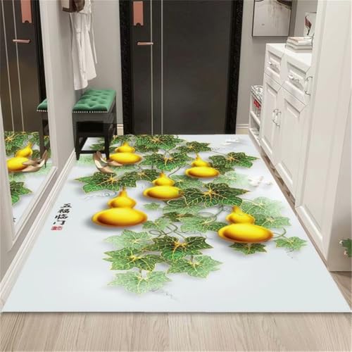 RUGMRZ Wohnen Deko 300X400Cm Anti Rutsch Teppich Gold Kuschel Waschbar Wohnzimmer Modern Teppichwufu Linmen Golden Gourd Map Green Am Eingang des Korridors von RUGMRZ