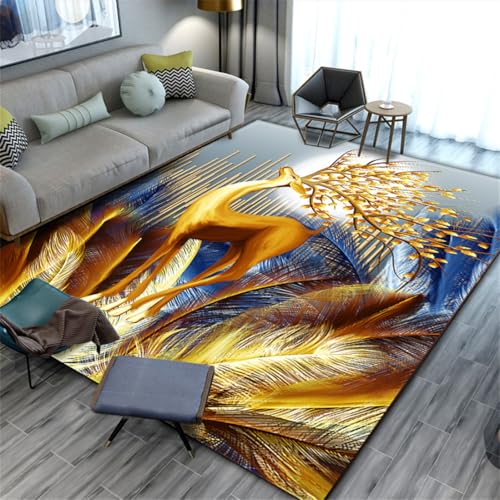 RUGMRZ Wohnen Deko 300X400Cm Teppich XXL 31 Goldene Fell Teppiche Für Schlafzimmer Maschinenwaschbar Licht Luxus Wohnzimmer Sofa Abstrakt Waschbar von RUGMRZ