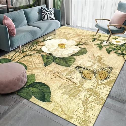 RUGMRZ Moderne Teppiche Wohnzimmer 70x200cm Teppich Jugendzimmer Mädchen Schöne floral grünes Muster Schlafzimmer Kissen langlebig Weicher Dünn von RUGMRZ