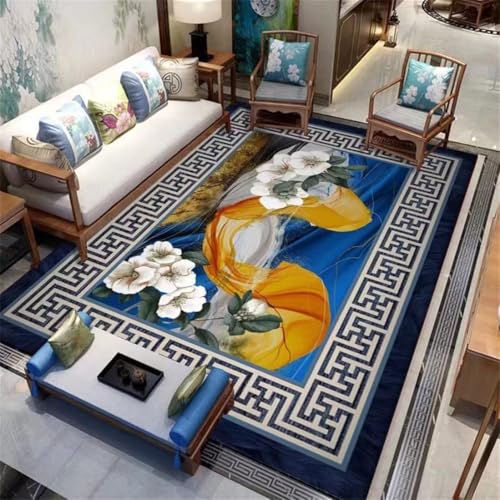 RUGMRZ Wohnzimmer Möbel 200X300Cm Teppich Gewebt 6 Bodenteppich Landhausstil Deko Traditionelles Arbeitszimmer Schlafzimmer Sofa Haushaltsblau von RUGMRZ
