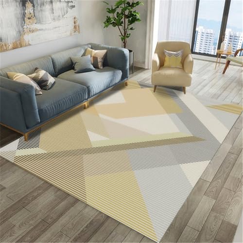 RUGMRZ Wohnzimmer Stuhl Teppich 130X190Cm Anti Rutsch Licht Flur Wohnen Deko Moderne Teppichegeometrisches Einfaches Sofa rutschfest von RUGMRZ