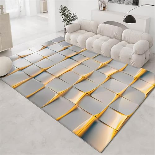 RUGMRZ Wohnzimmer Stuhl Teppich 50X80Cm Pastell Deko 29 Gross Esszimmer Vorleger Dreidimensionale Linien Einfaches Schmutzabweisend Pflegeleicht Graue Farbe von RUGMRZ