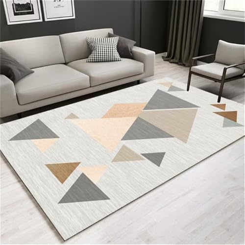 RUGMRZ Wohnzimmer Teppich Graues geometrisches Design modern langlebig waschbar Fußmatte Innen 200x250cm von RUGMRZ