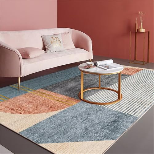 RUGMRZ Wohnzimmer Teppich Weich Klein Orange blau geometrisches Design langlebig Stuhl Auslegware 100X160CM RUGMRZ Wohnzimmer Teppich Weich Klein Orange blau geometrisches Design langlebig Stuhl Auslegware 100X160CM von RUGMRZ