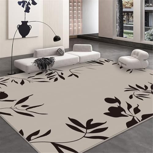 RUGMRZ Wohnzimmer Teppich Weich Bad Klassisches Design Schwarze Blume Blatt Dekoration Anti-Fouling langlebig Rutschfester 180X280CM von RUGMRZ