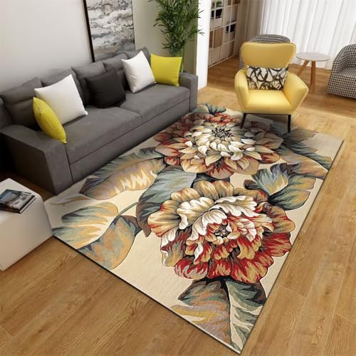 RUGMRZ Wohnzimmer Teppich WeichBaby Mädchen Kinderteppich Waschbar 120x160CM Küchenteppich rutschfest rotRetro-Blumen-Teppich Großer RUGMRZ Wohnzimmer Teppich WeichBaby Mädchen Kinderteppich Waschbar 120x160CM Küchenteppich rutschfest rotRetro-Blumen-Teppich Großer von RUGMRZ