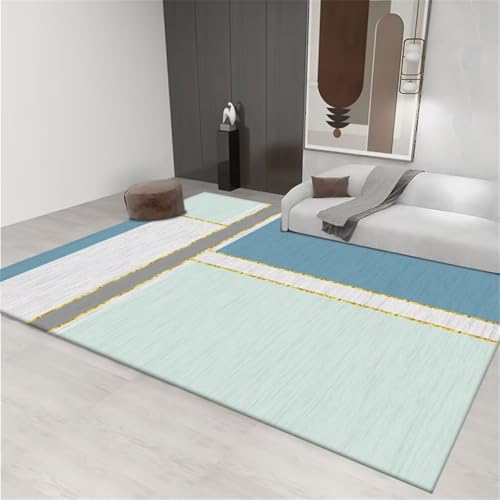 RUGMRZ Wohnzimmer Teppich WeichBabyzimmer Junge Rugs for Living Room 120x160CM schmutzfangmatte BlauGrauer, Goldener moderner Teppich. Kinderteppich Waschbar von RUGMRZ