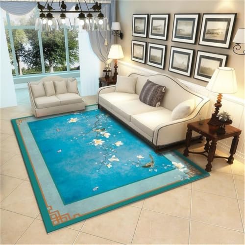 RUGMRZ Wohnzimmermöbel Vintage Schlafzimmer Klassische Kunst Teppich Esszimmer Türkis Esstisch Deko Teppiche Dekoration Wohnzimmer 140X200CM von RUGMRZ
