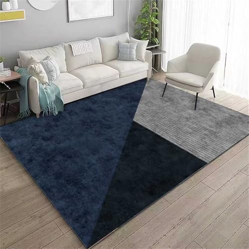 RUGMRZ Wohnzimmerteppich Bodenschutzmatte Teppich 140x200CM Nach Mass eingangsbereich blau Grauer, schmutzresistenter und pflegeleichter Moderne teppiche Deko von RUGMRZ