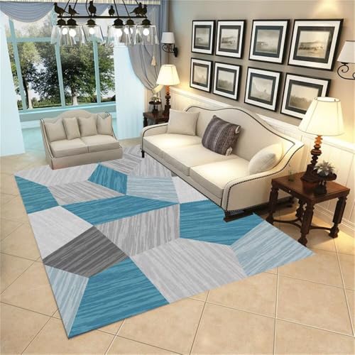 RUGMRZ XXL Teppich 300x400CM Kinder teppiche Schlafzimmer blau Grauer, schmutz- und abriebresistenter für Flur bedruckter von RUGMRZ