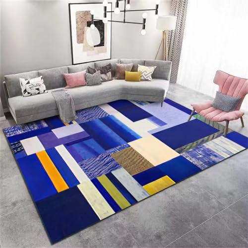 RUGMRZ XXL Teppich Jungenzimmer-Teppich schmutzabweisend moderner geometrischer Teppich 300x400CM Teppich Für Wohnzimmer Teppich Esstisch Blau bodenmatte von RUGMRZ