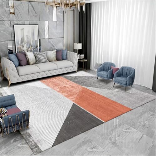 RUGMRZ XXL Teppich Schmutzfangmatten Grau-rotes geometrisches Design Anti-Rutsch Sofa Wohnzimmer Balkon Wetterfest 120X200CM von RUGMRZ