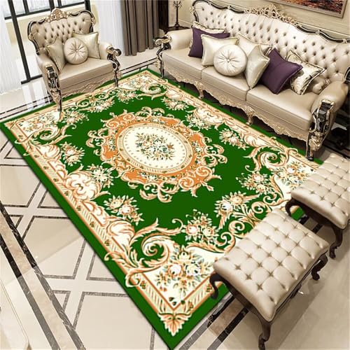 RUGMRZ XXL TeppichFußmatte Waschbar Teppich 200x280CM Esszimmer GrünFrischer Blumenteppich waschbare teppiche Waschmaschine von RUGMRZ