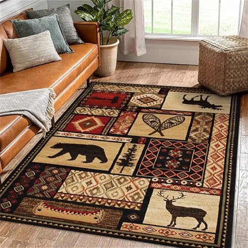 RUGMRZ XXL TeppichRutschmatte Teppich komfortable Schalldämmung 200x280CM balkondekoration rotBrauner Waldtiermuster-Teppich küchen von RUGMRZ