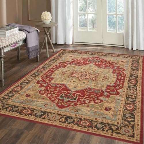 RUGMRZ maschinenwaschbar Teppich Schreibtischstuhl Geeignet,Weich Vintage für Kinderzimmere Mädchen,Wohn,Mädchenzimmer Rot160x200cm von RUGMRZ
