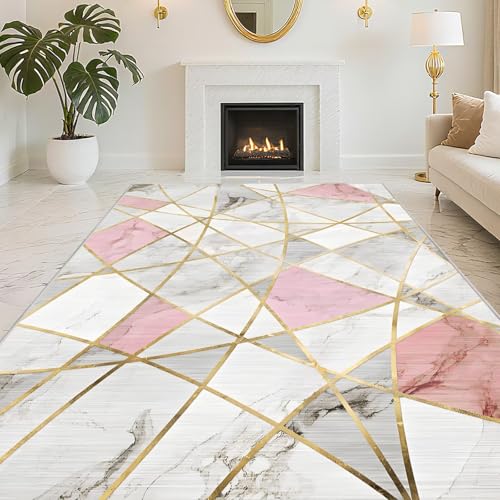 RUGMRZ rutschfest Fussmatte Innen 60X90cm,Kuschelig Weich Geometrisches Design Rosafür Schlafzimmer,Terassenaussen,Flur von RUGMRZ