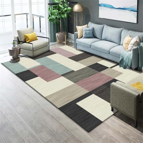 RUGMRZ rutschfest Fußmatten Innen blau grau 80x120cm, Kuschel Fussmatten Moderne geometrische Muster Werden in Wohn- und Erwachsenenzimmern verwendet von RUGMRZ