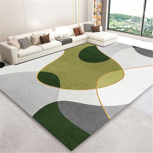 RUGMRZ rutschfest Teppich Aesthetic grün grau 170x240cm, Flach Groß Modernes minimalistisches Muster für Wohn- und Schlafzimmer von RUGMRZ