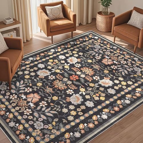 RUGMRZ rutschfest Teppich Esszimmer 80x120cm,Schwarz Fußmatte Innen,Blumenmuster für Schlafzimmer,Esszimmer,Flur RUGMRZ rutschfest Teppich Esszimmer 80x120cm,Schwarz Fußmatte Innen,Blumenmuster für Schlafzimmer,Esszimmer,Flur von RUGMRZ