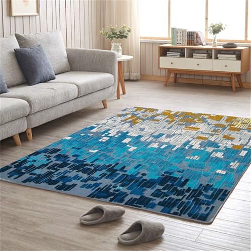 RUGMRZ small Bedroom Rugs for Adults Kinderteppich Klein 80x120CM Balkon Teppich Outdoor Teenager mädchen blau Abstrakter Muster eingangsbereich von RUGMRZ